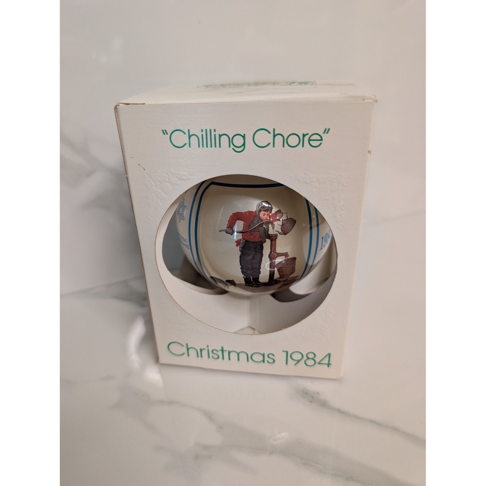 Norman Rockwell Christmas 1984 Chilling Chore Ornament Schmid Collectors Gallery